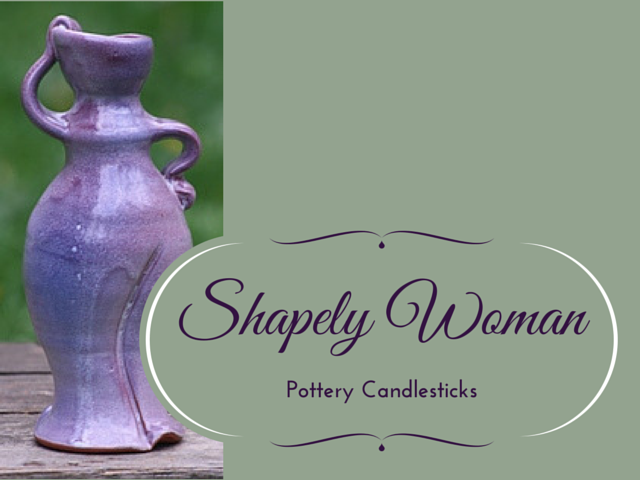 “Shapely Woman” pottery candlesticks